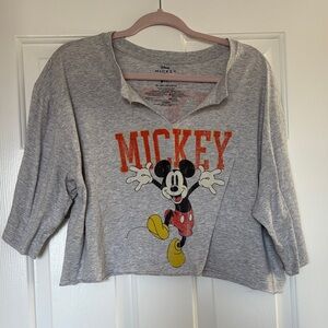 Disney Mickey Mouse Grey Cropped Graphic Tee